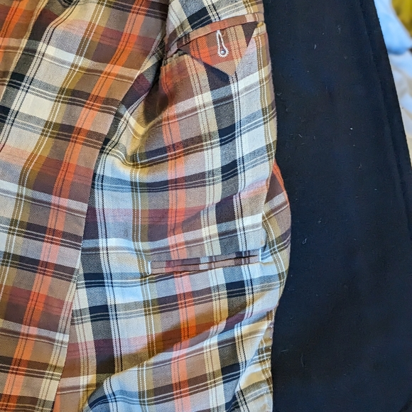 Wool plaid patterned cotton-lined mid-season short jacket - Picture 5 of 5